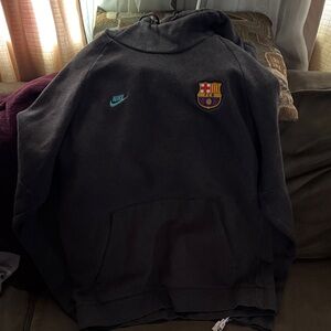 Nike Men's Charcoal Hoodie with Barcelona Emblem